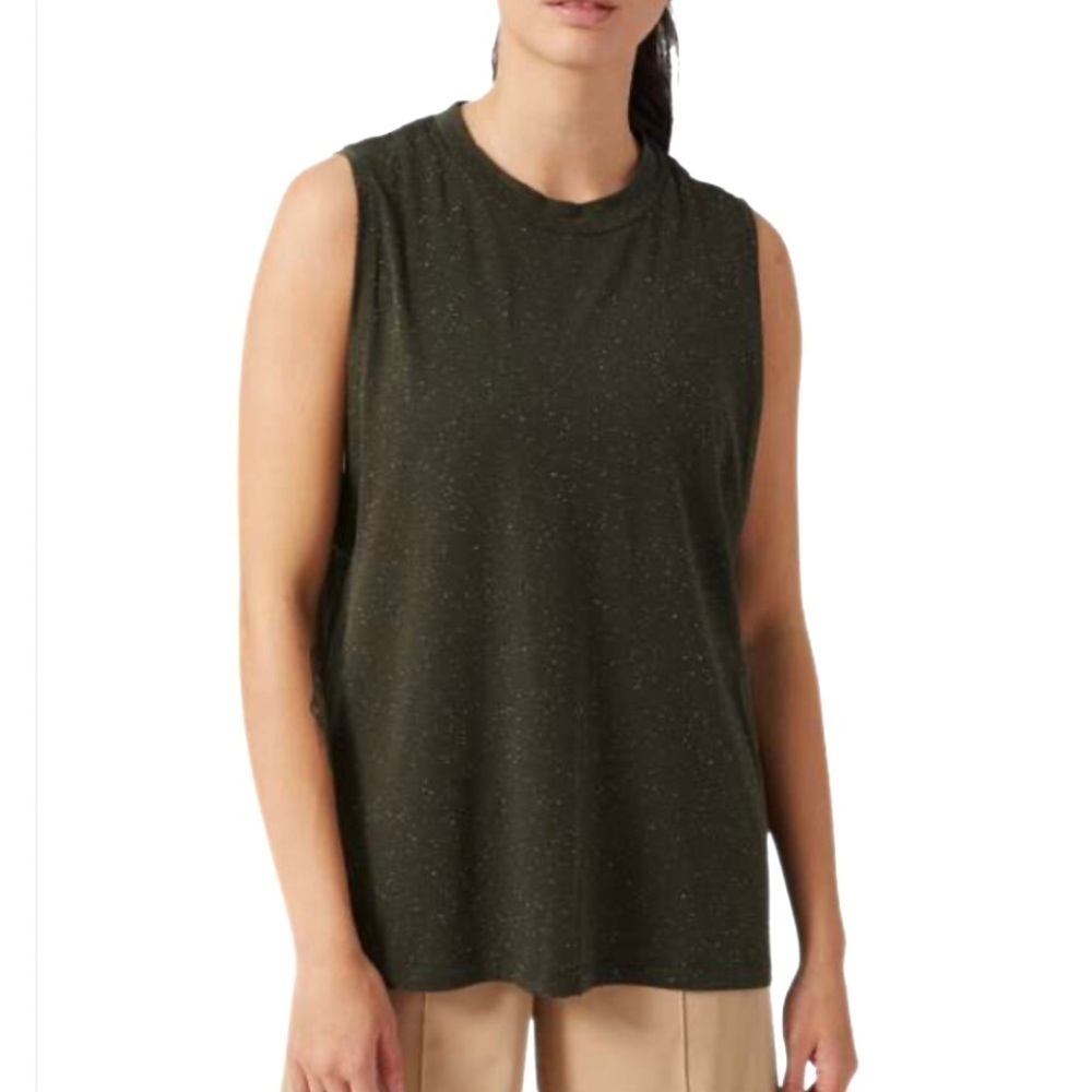 Lululemon Dark Olive/White All Yours Boyfriend Relaxed Fit Tank Top Size 8